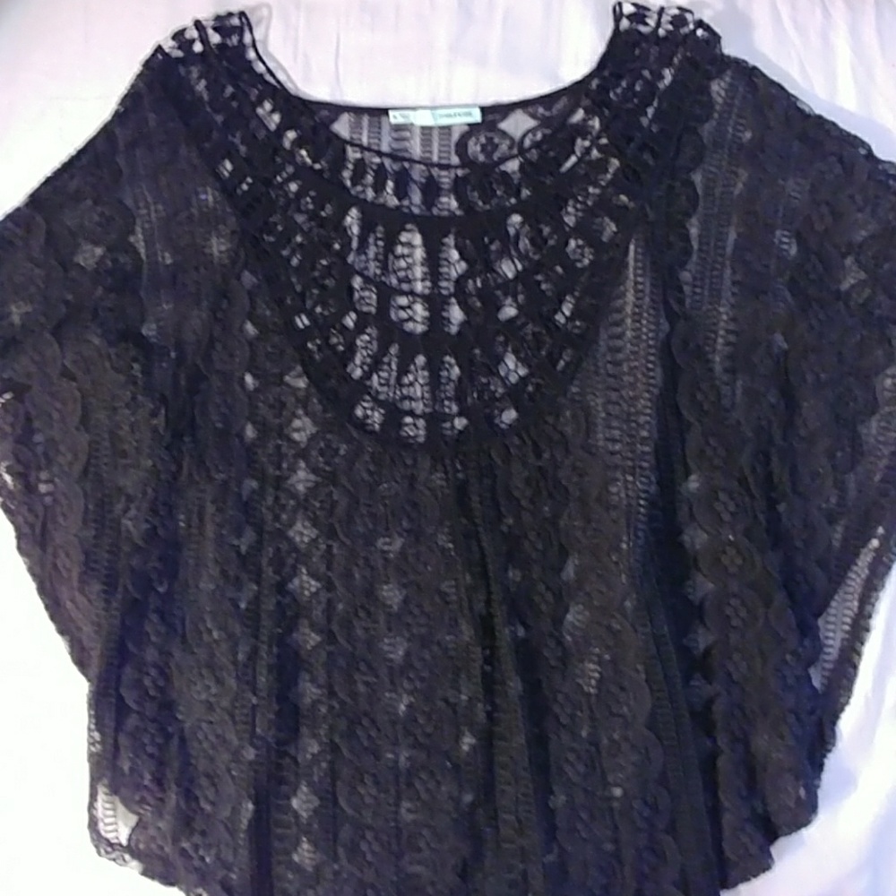 Maurices Black lace poncho shirt